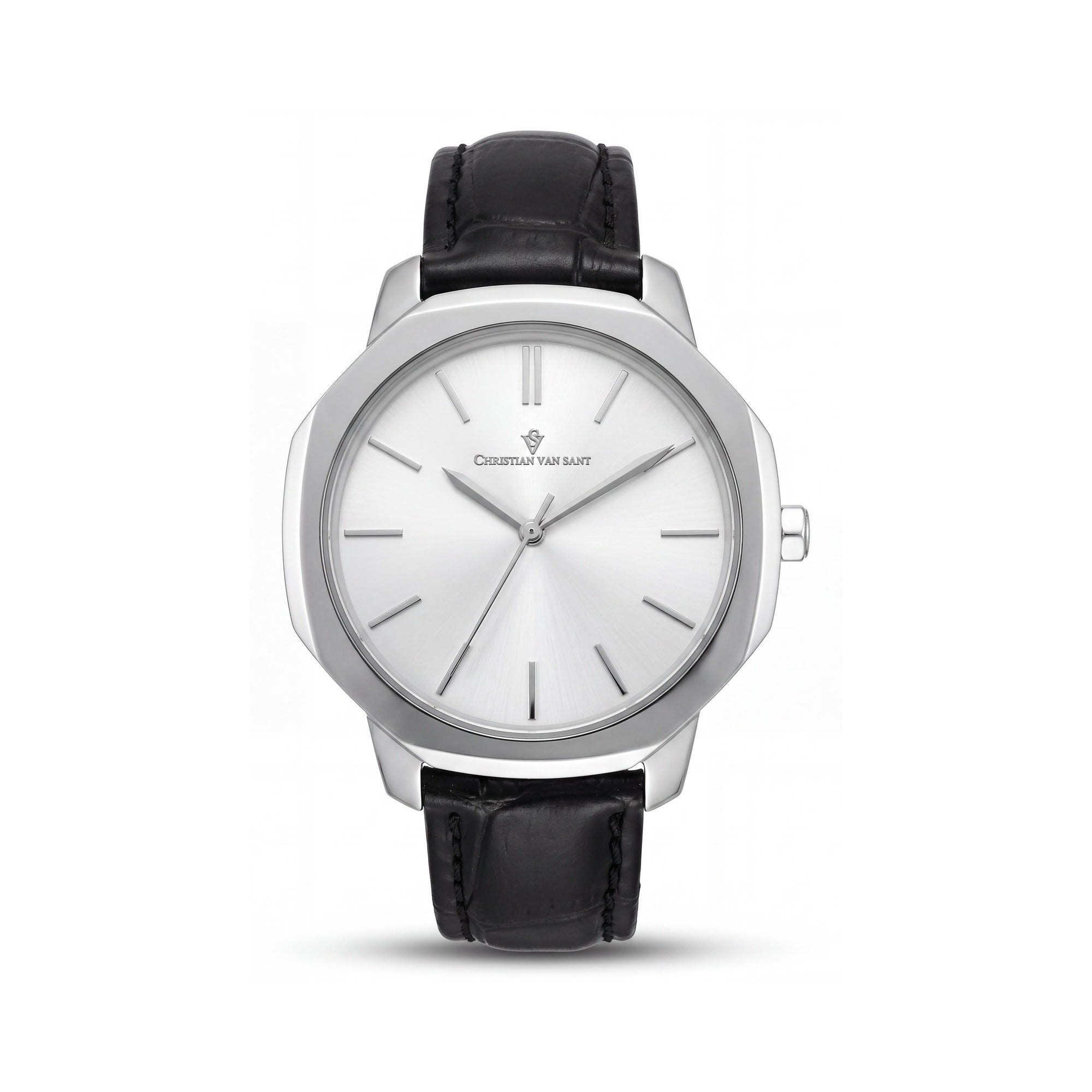 Reloj Christian Van Sant Octave Slim de cuarzo de acero inoxidable con esfera plateada resistente al agua para mujer, Photo 1