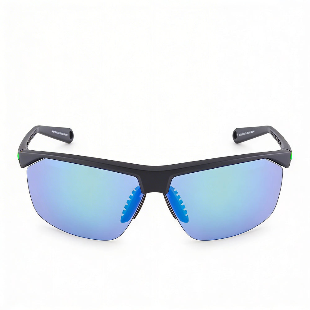 Nike Wayfarers Rubber Frame Matte Black Rage Green Sunglasses Grey Green Mirror Lenses Unisex