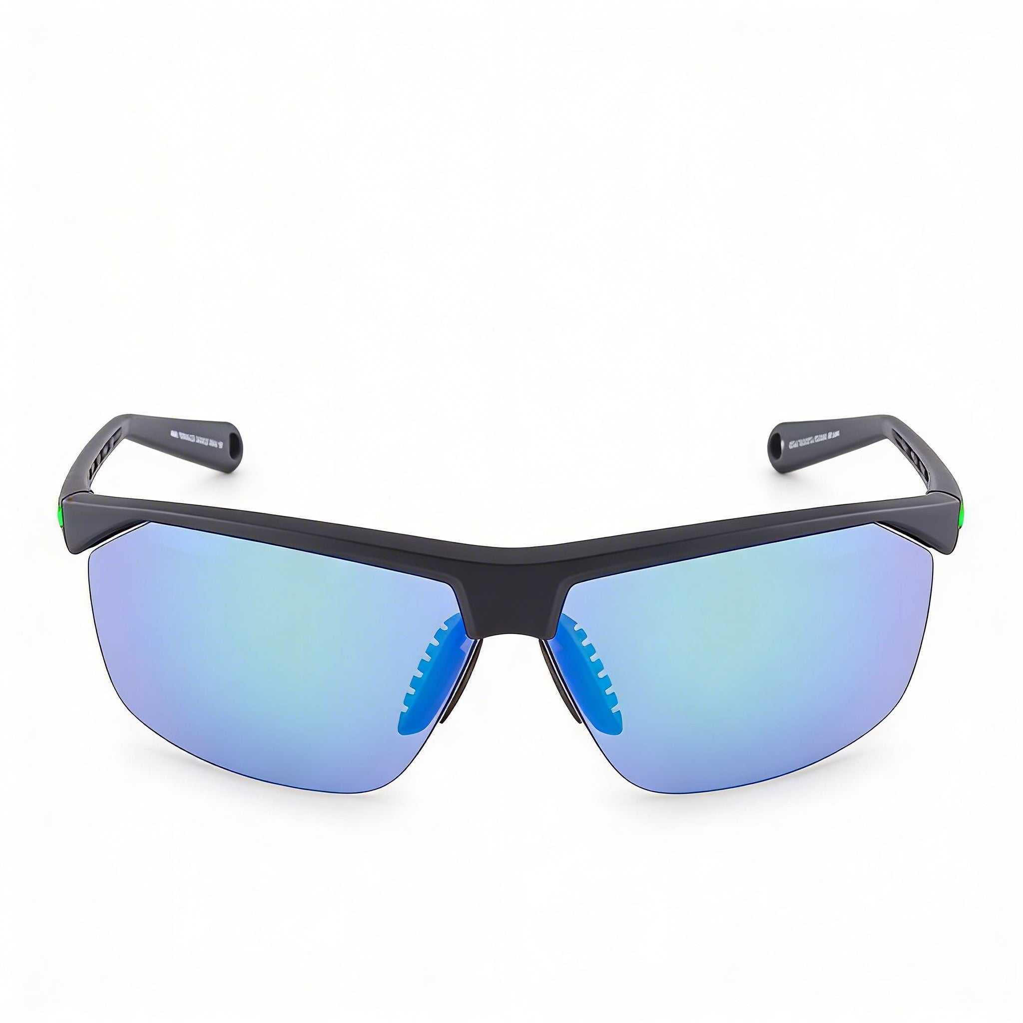 Nike Wayfarers Rubber Frame Matte Black Rage Green Sunglasses Grey Green Mirror Lenses Unisex, Photo 2