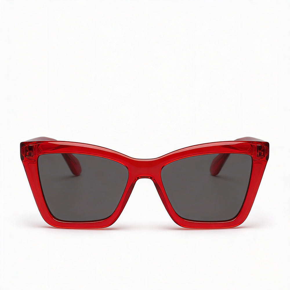 Gafas Ferragamo Sf2039se para mujer con montura de acetato rojo transparente y lentes grises sólidas de 53 mm