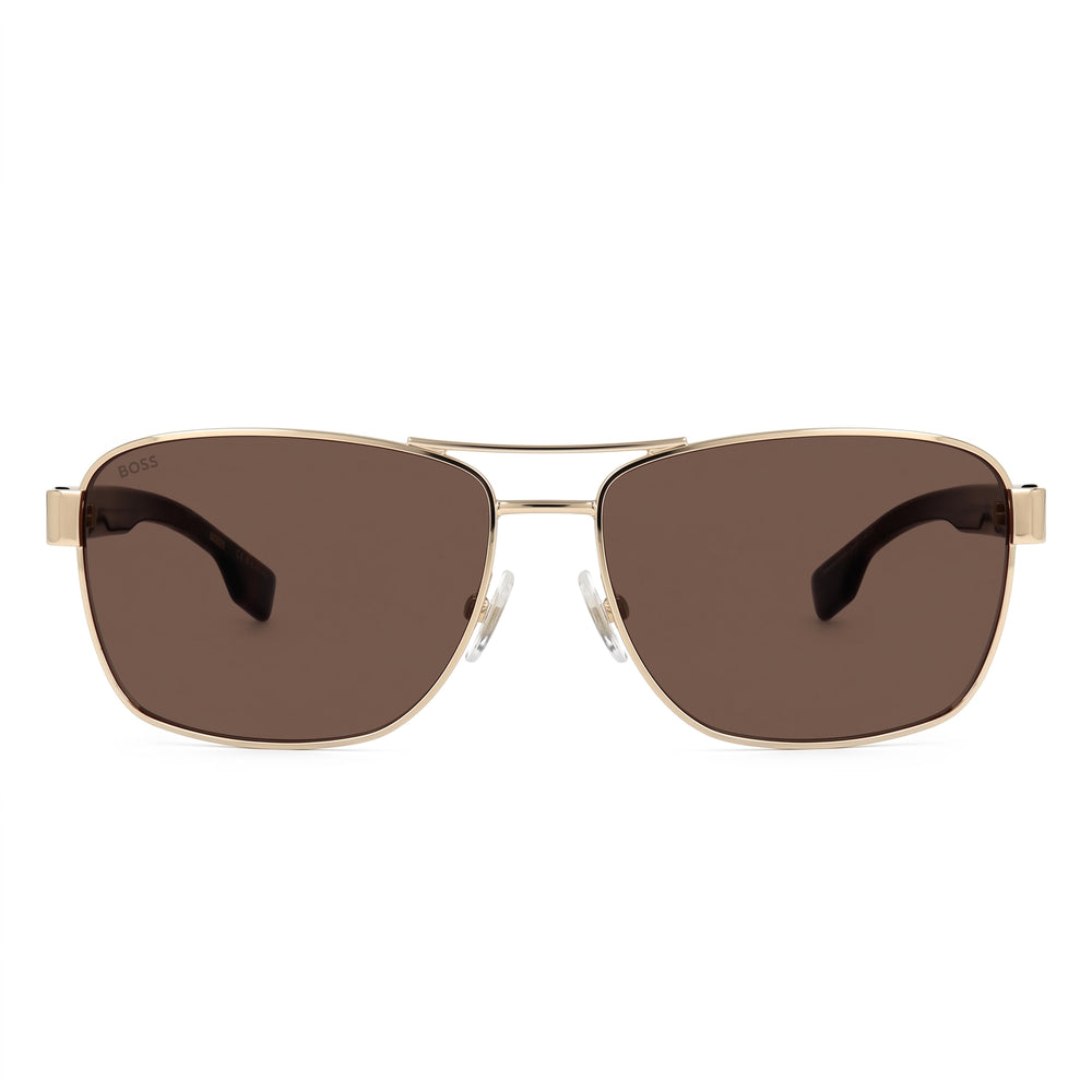 Gafas de sol polarizadas de metal para hombre Hugo Boss 1559/O/S, montura dorada marrón, lentes marrones, protección 100% UV, 60 mm