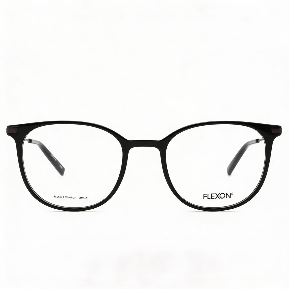 Monturas ópticas unisex Flexon Ep8002 de acetato, negro brillante, listas para receta con lentes de demostración transparentes, 52 mm