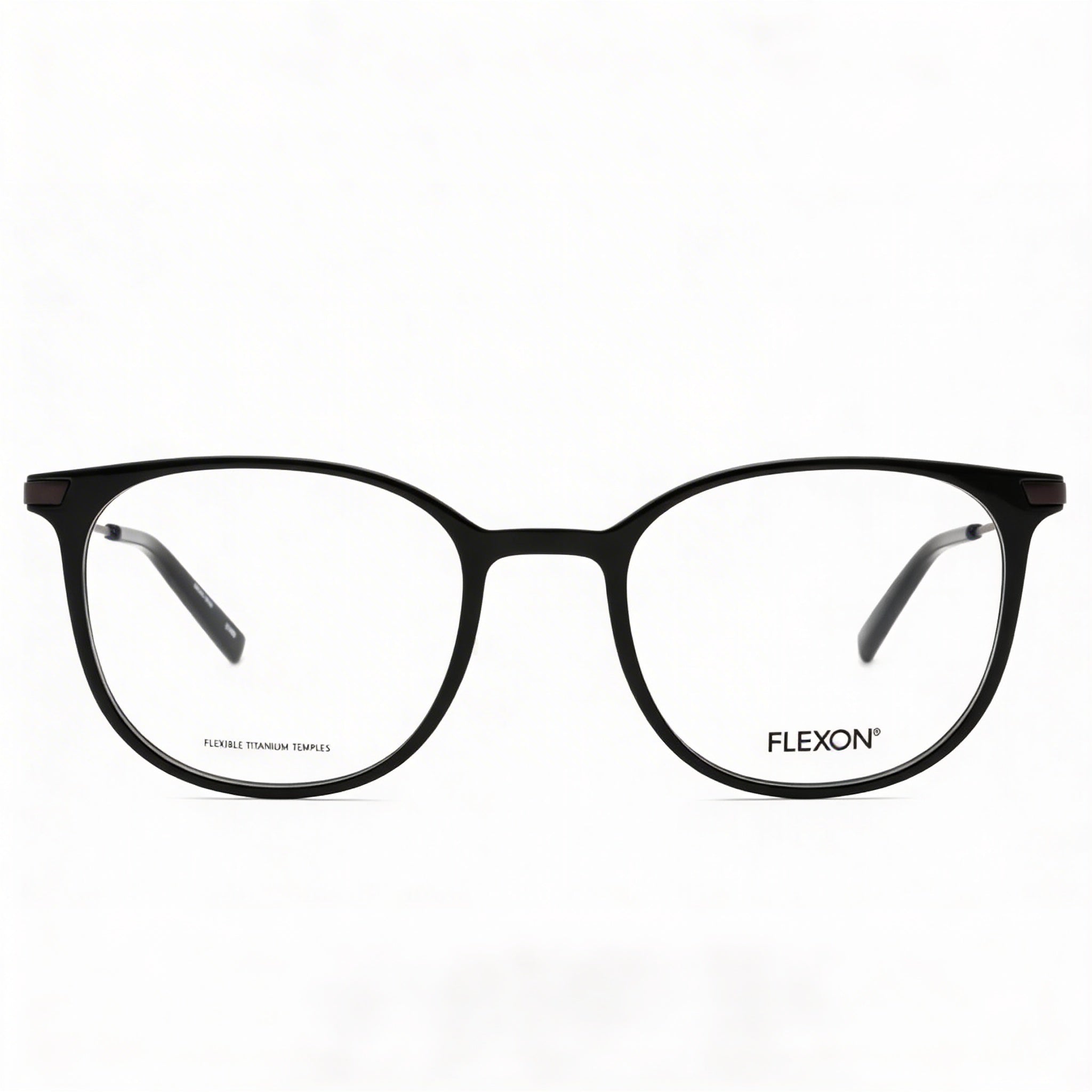 Flexon Ep8002 Unisex Acetate Optical Frames, Shiny Black, Prescription Ready with Clear Demo Lenses, 52mm, Photo 2