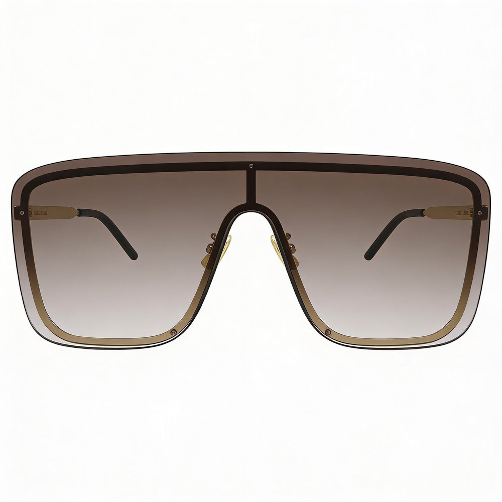 Gafas de sol Saint Laurent SL 364 Mask unisex de acetato dorado, montura marrón habana, lentes marrones doradas y protección UV, 99-01-140