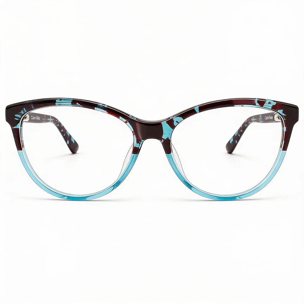 Gafas de vista unisex Calvin Klein Ck21519 Cat Eye con montura de plástico en azul habana transparente, 53 mm