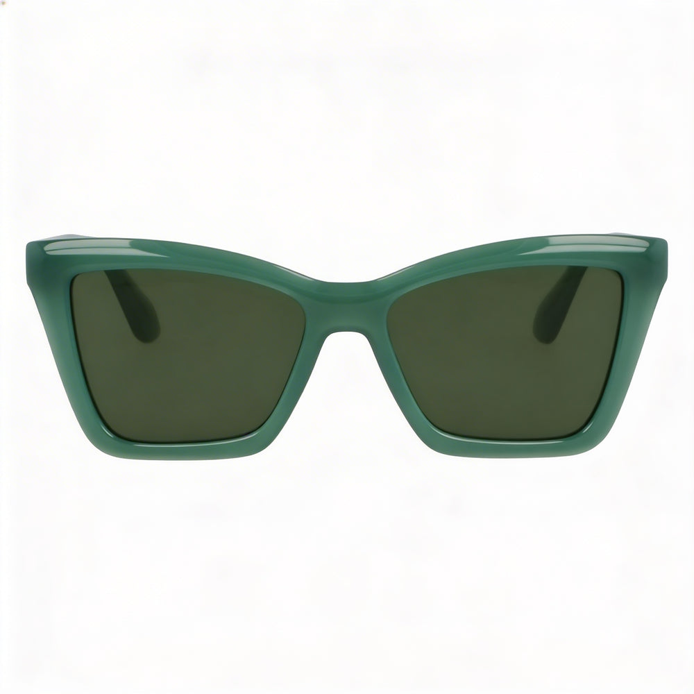 Ferragamo Sf2039se Unisex Acetate Eyewear, Opaline Green Frame, Solid Green Lenses, Size 53/17/145