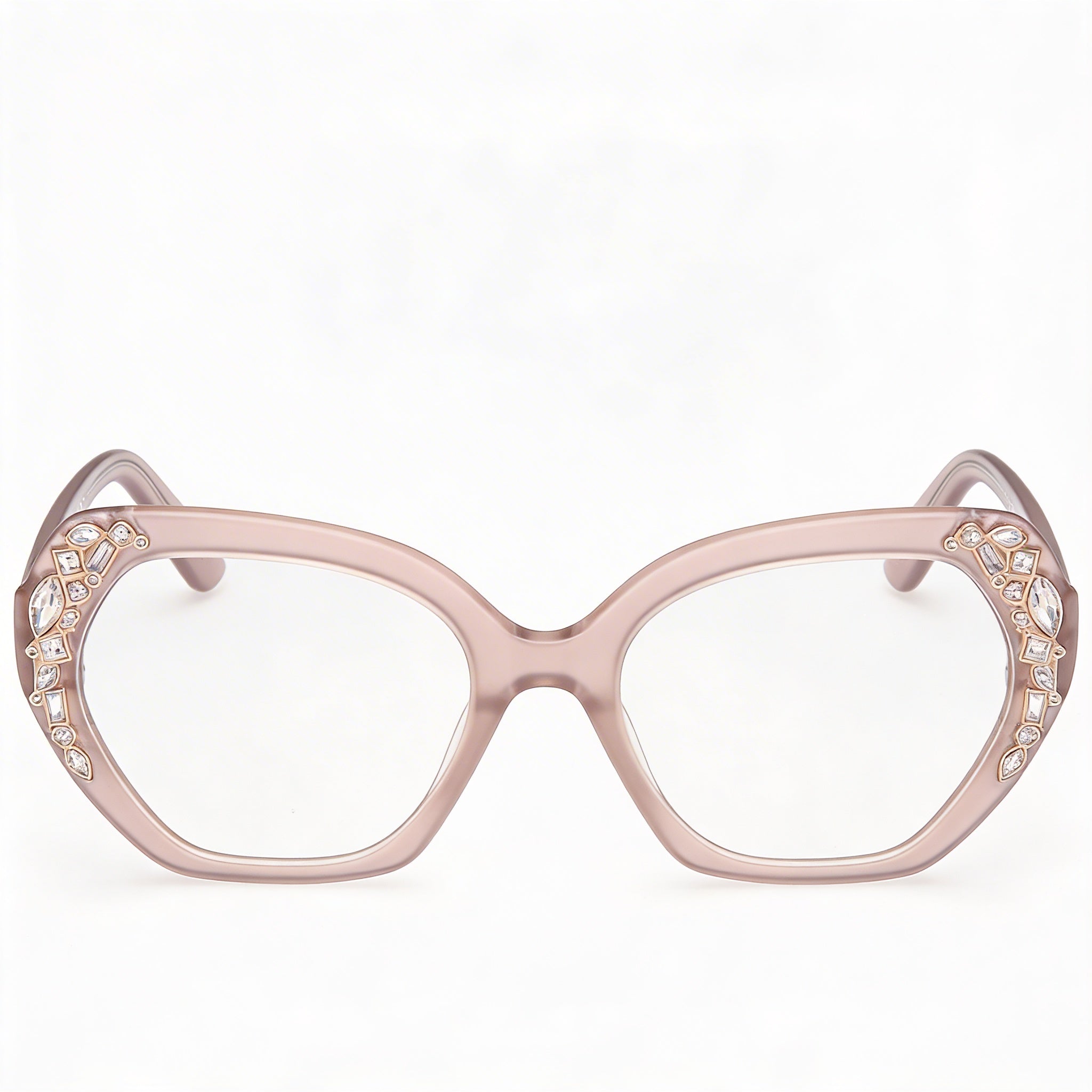 Guess by Marciano Gm50039 Gafas sin graduar de mujer con montura de plástico brillante beige 53-18-140, Photo 2