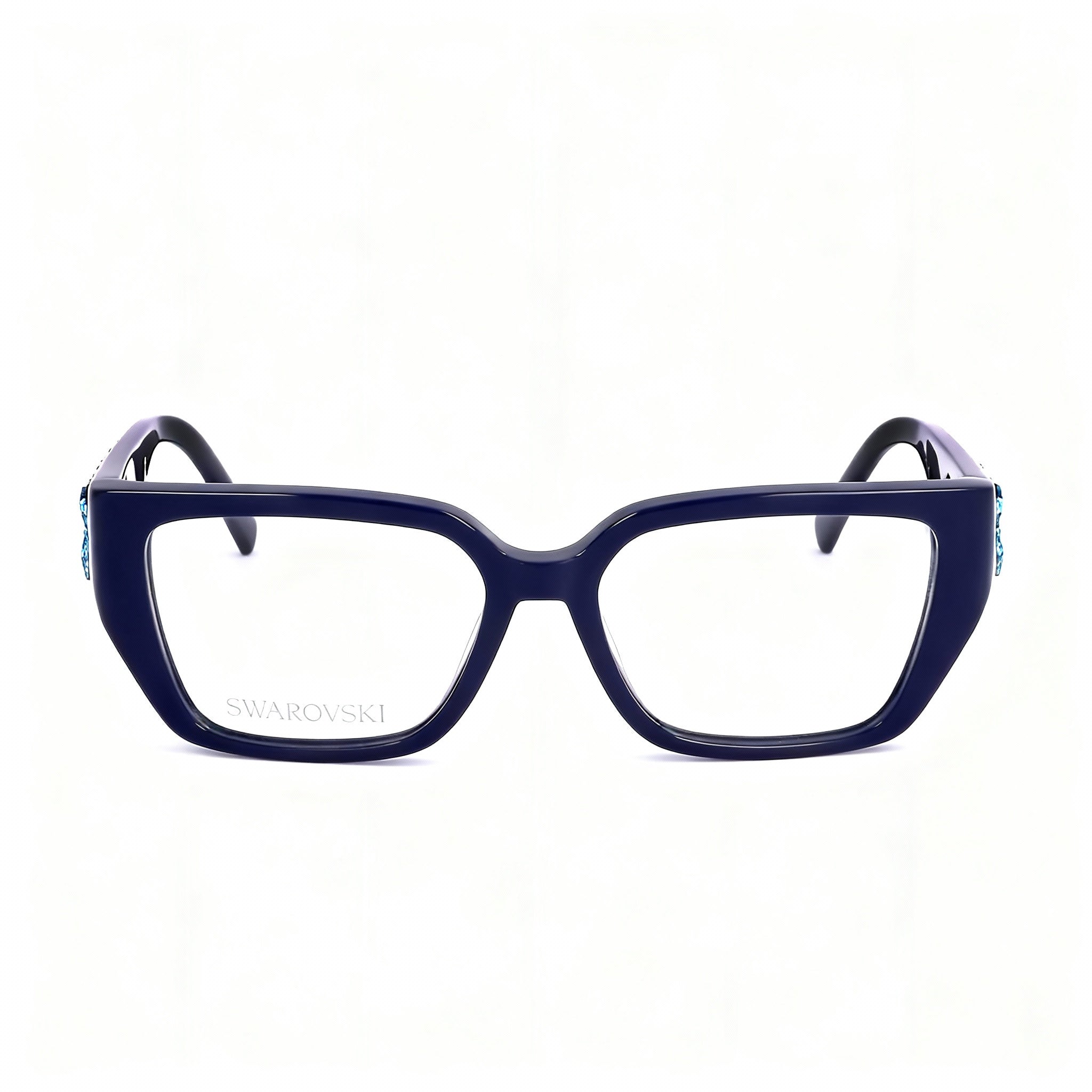 Swarovski Sk5446 Women's Shiny Blue Plastic Frame Polarized Clear Lenses Eyeglasses 54mm Lens 16mm Bridge 140mm Temple