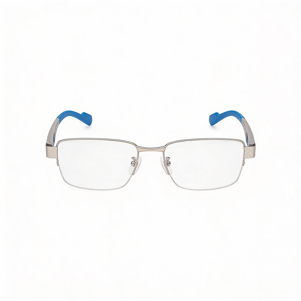 Gafas adidas Casual para hombre, rectangulares de metal, semi-sin montura, montura plateada paladio, lentes transparentes, ancho de lente de 53 mm