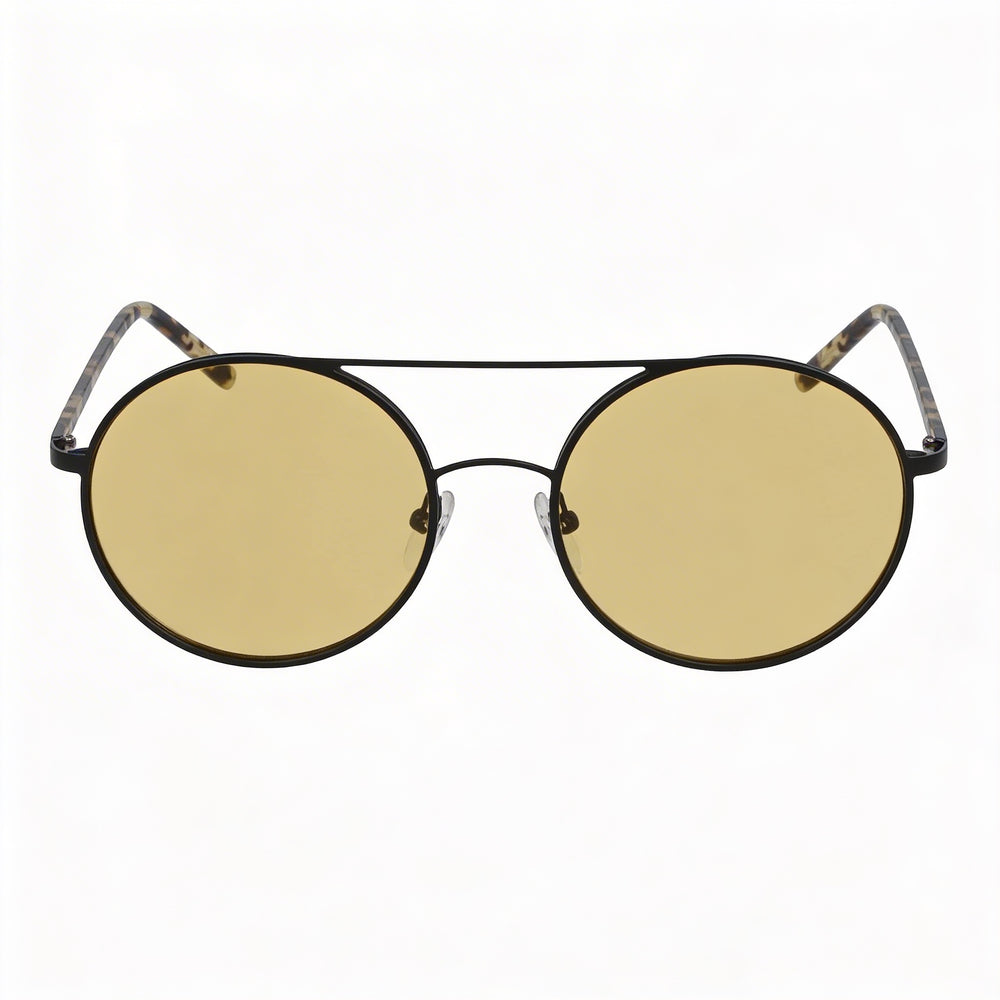 Gafas de sol redondas de plástico amarillo clásicas para mujer DKNY 52 mm