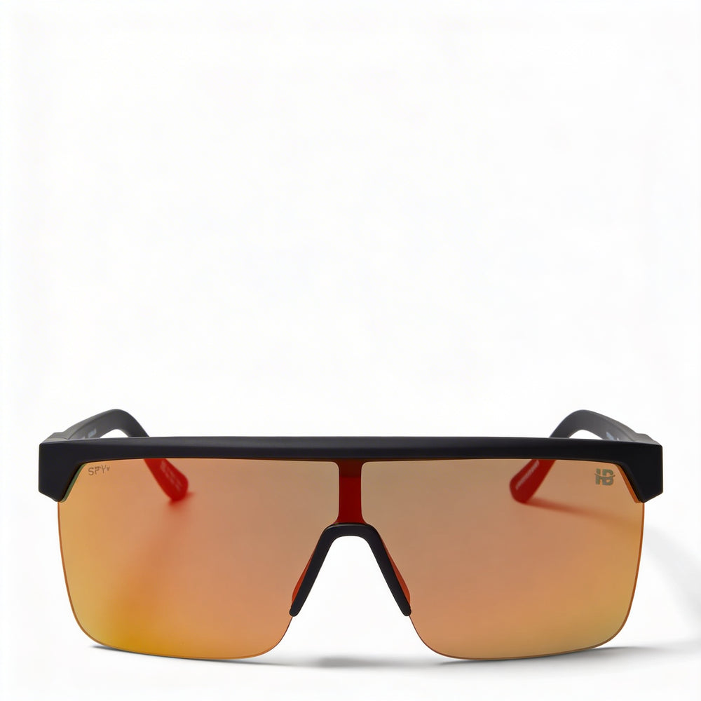 Gafas de sol Spy Flynn 5050 unisex con montura de plástico negro mate, lentes polarizadas con espejo naranja Happy Boost con protección UV