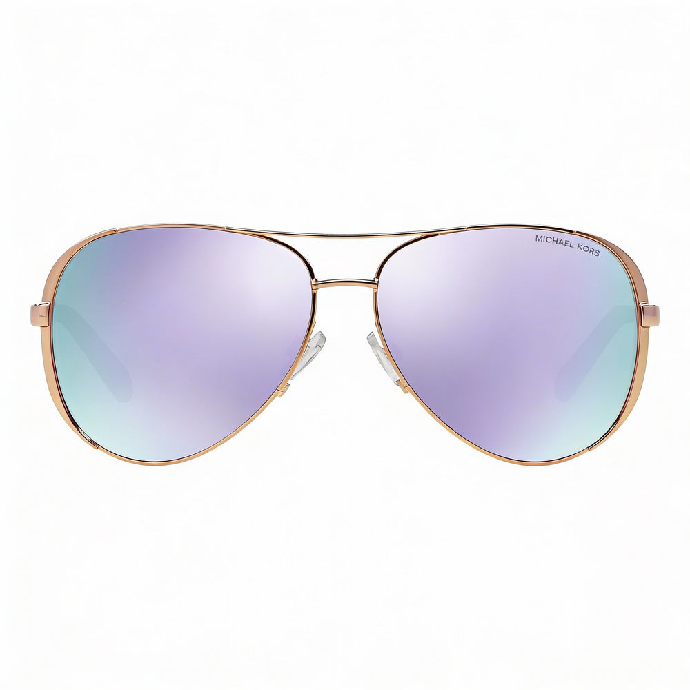 Michael Kors Mk5004 Chelsea Women's Pilot Composite Rose Gold Purple Mirror UV Protection Sunglasses 58mm