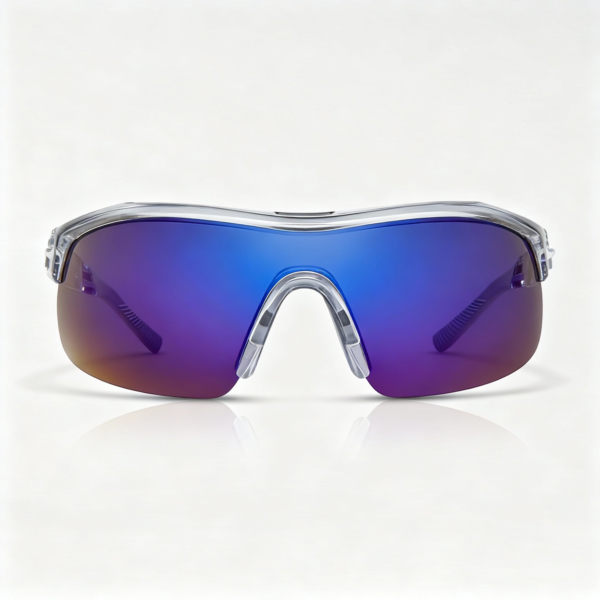 Nike Modern Men's Sustainable Plastic Sunglasses, Wolf Grey Frame, Blue Mirror Lenses, 58mm