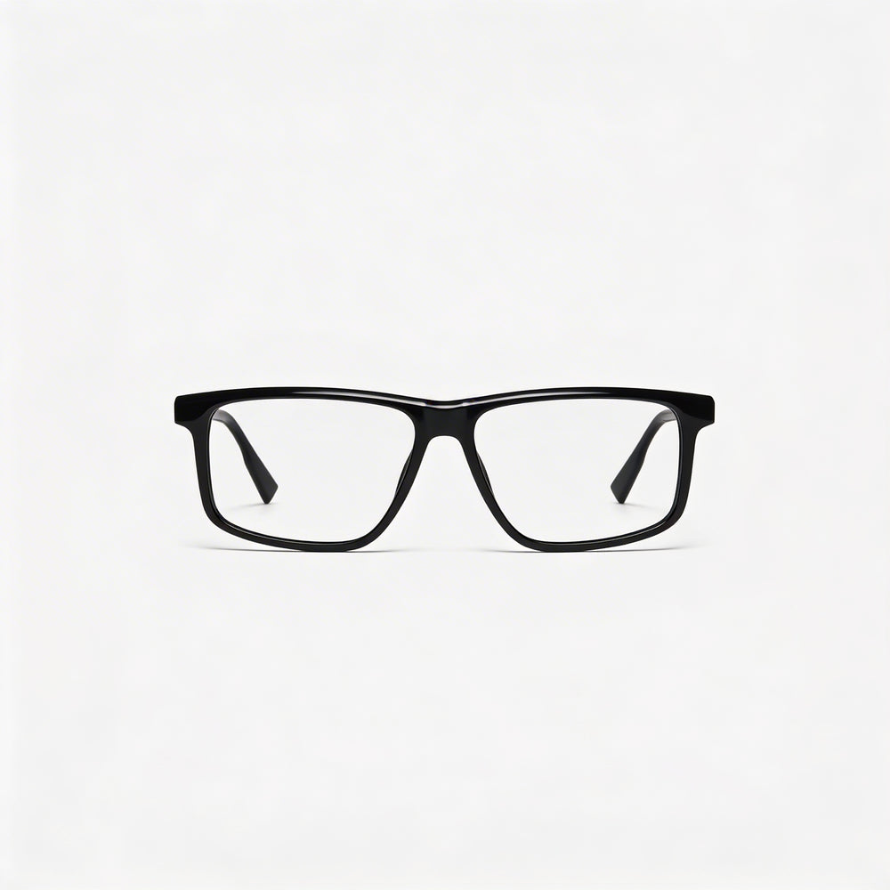 Lacoste Casual Black Frame Ophthalmic Eyeglasses for Men with Transparent Plastic Lenses 55-14-145