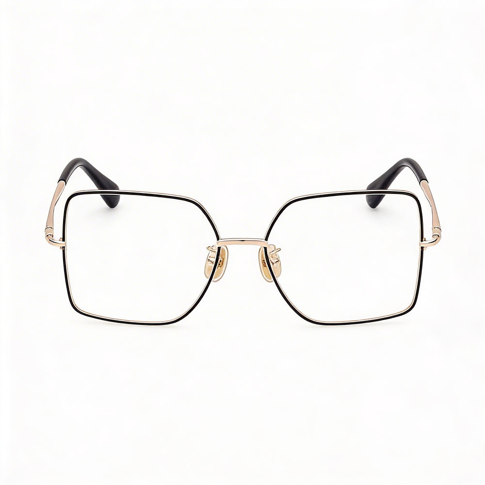MaxMara MM5098-H Women's Metal Frame Eyewear Rose Gold & Black Enamel, Black 55mm
