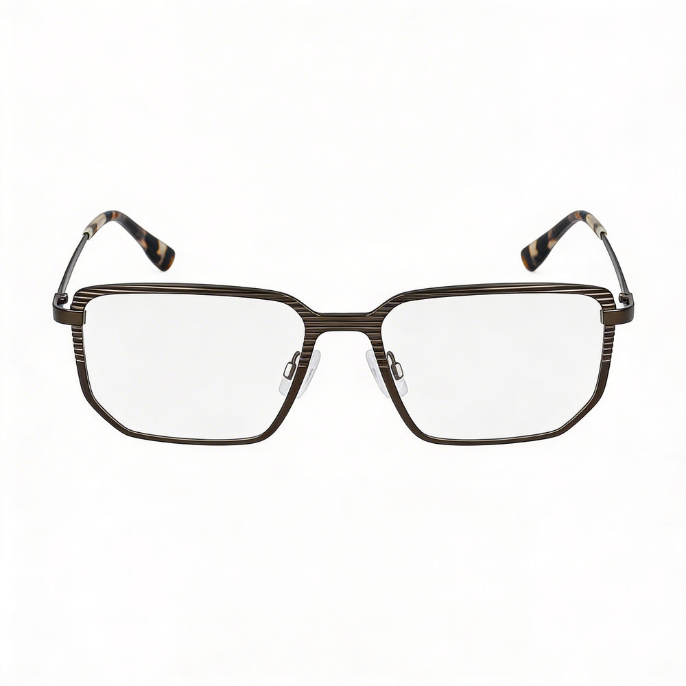 Gafas McAllister Mc4531 para hombre, armazón metálico color oliva, lentes de policarbonato transparente, lente 55 mm, puente 17 mm, patilla 145 mm