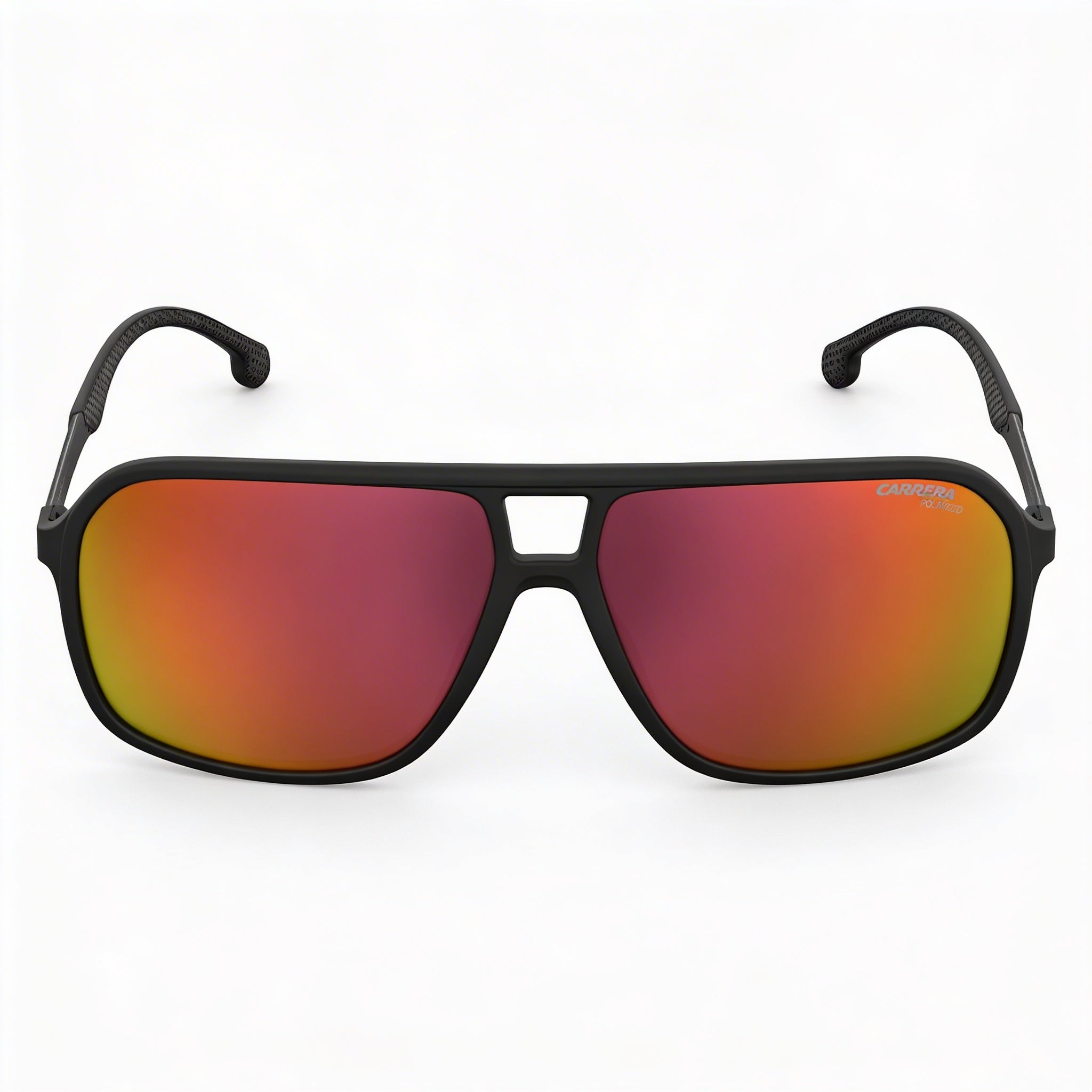 Gafas de sol Carrera Heritage/Timeless para hombre, de poliamida negra mate, lentes HD oleofóbicas multicapa rojas, protección UV, no polarizadas de 61 mm, Photo 2