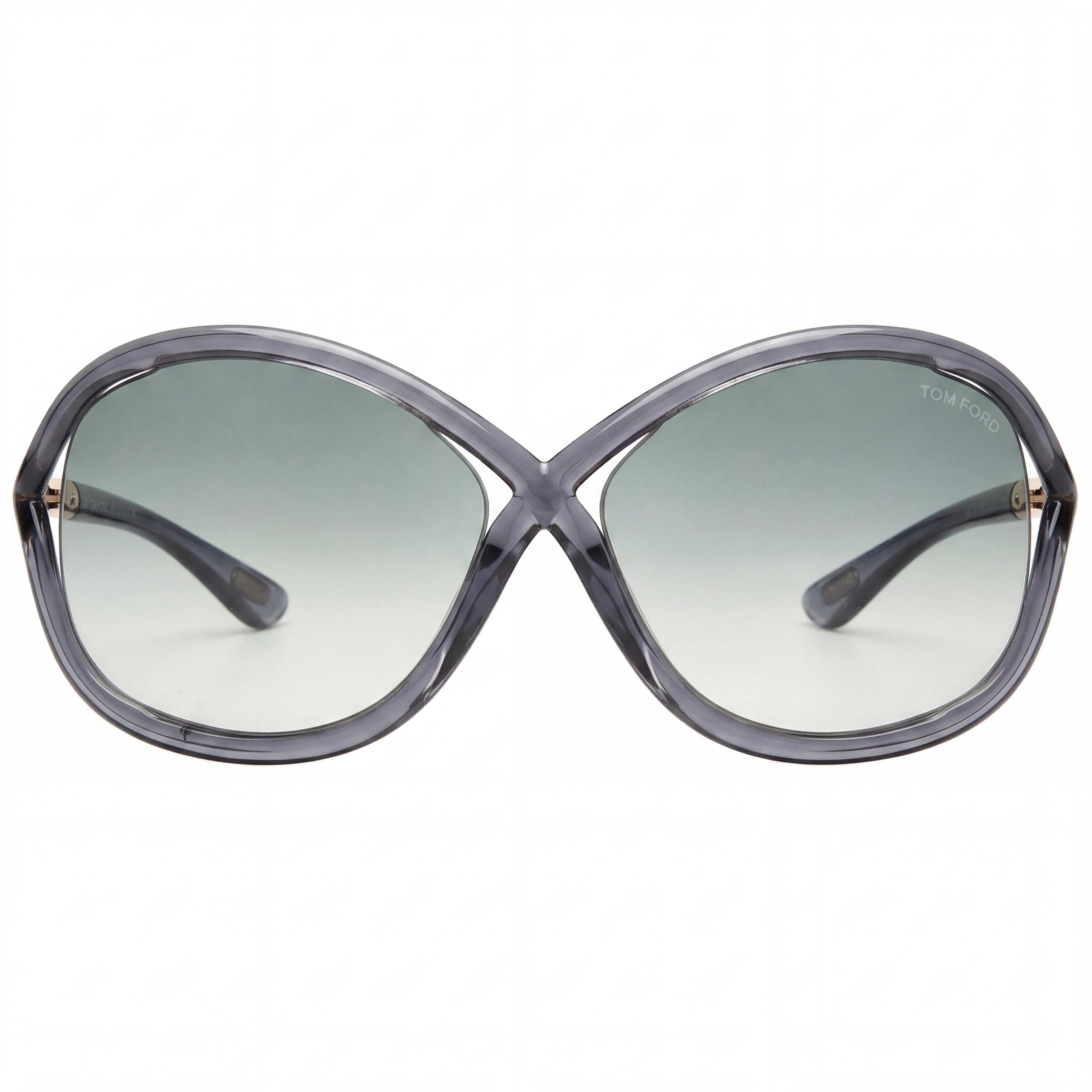 Tom Ford Ft0009 Unisex Black Acetate Frame Dark Grey Lens Sun-Reader UV Protection Sunglasses 64-14-110, Photo 2