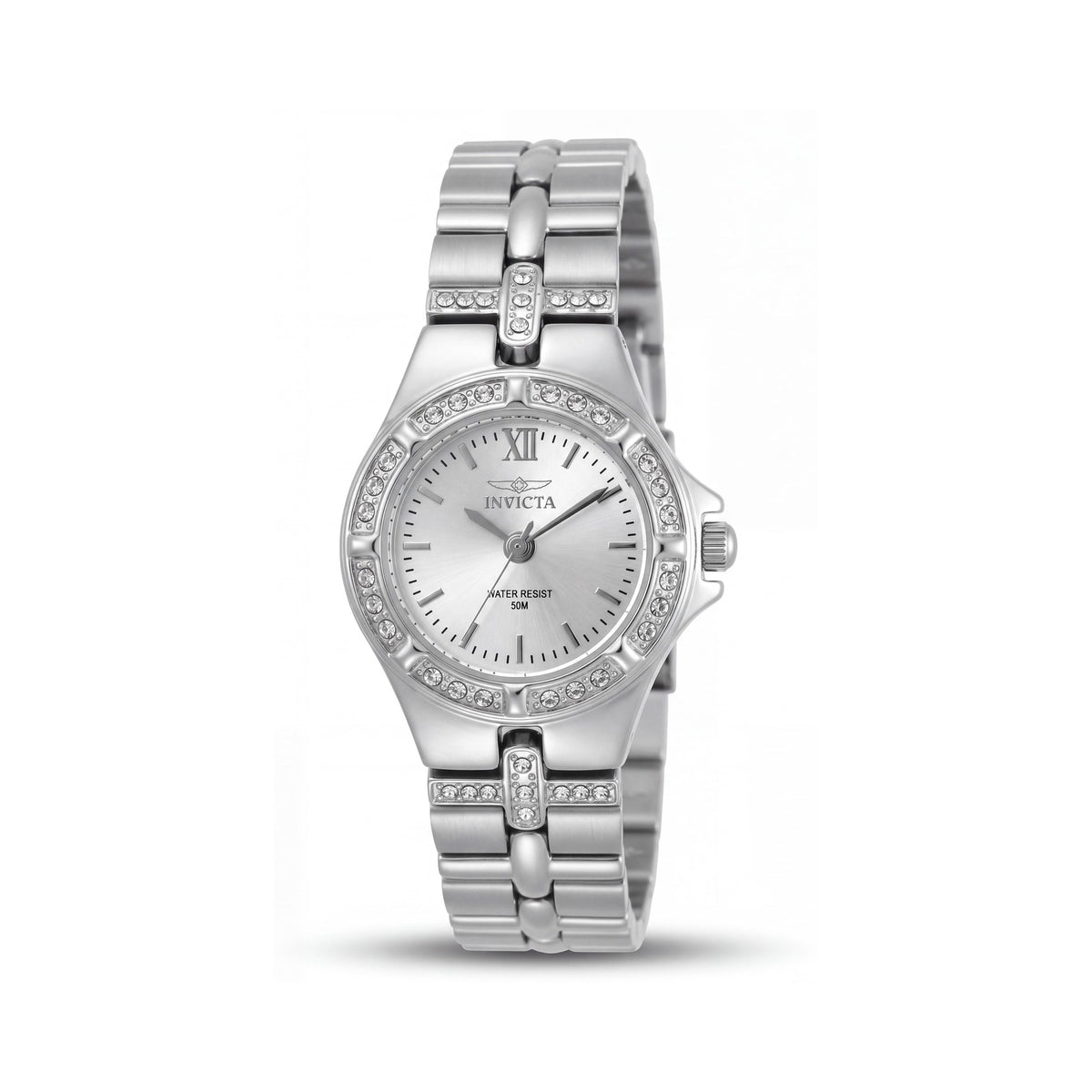 Invicta Women's Bracelet Silver-Tone Stainless Steel Flame Fusion Crystal Quartz Second Hand Water-Resistant 21mm Watch, Photo 1