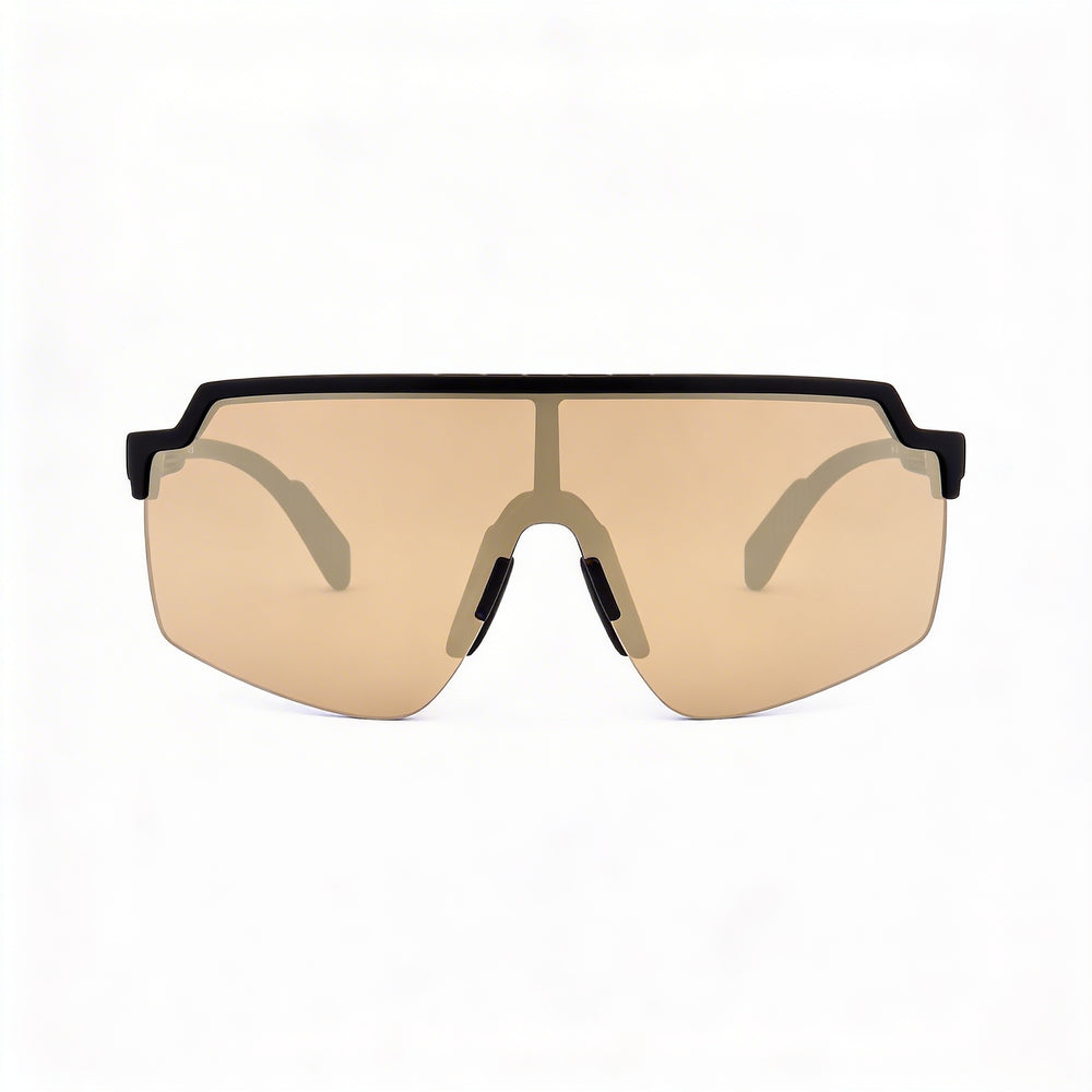 Gafas de sol Adidas SP001801G00 con montura de plástico negro y lentes de espejo marrones para hombre y mujer 59mm