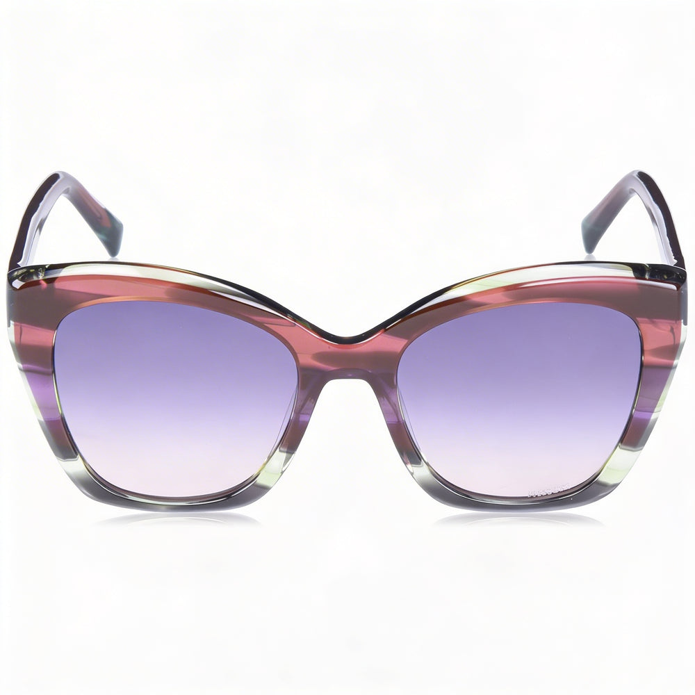 M Missoni Classic Women's Cat Eye Acetate UV Protection Sunglasses, Violet Brown Horn Gradient Purple, 54mm