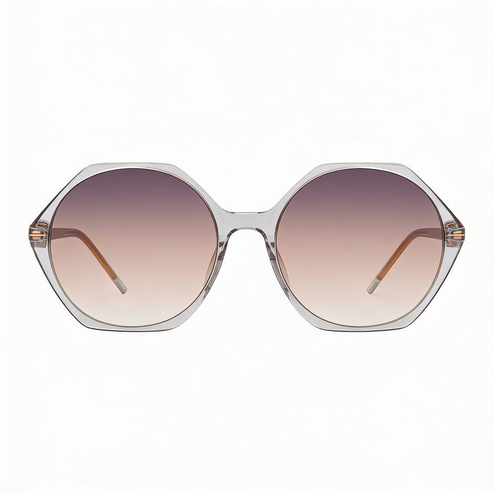 Gafas de sol Hugo Boss Light & Minimal para mujer, montura gris de acetato claro, lentes de doble tono en gris y marrón, 56-18-140