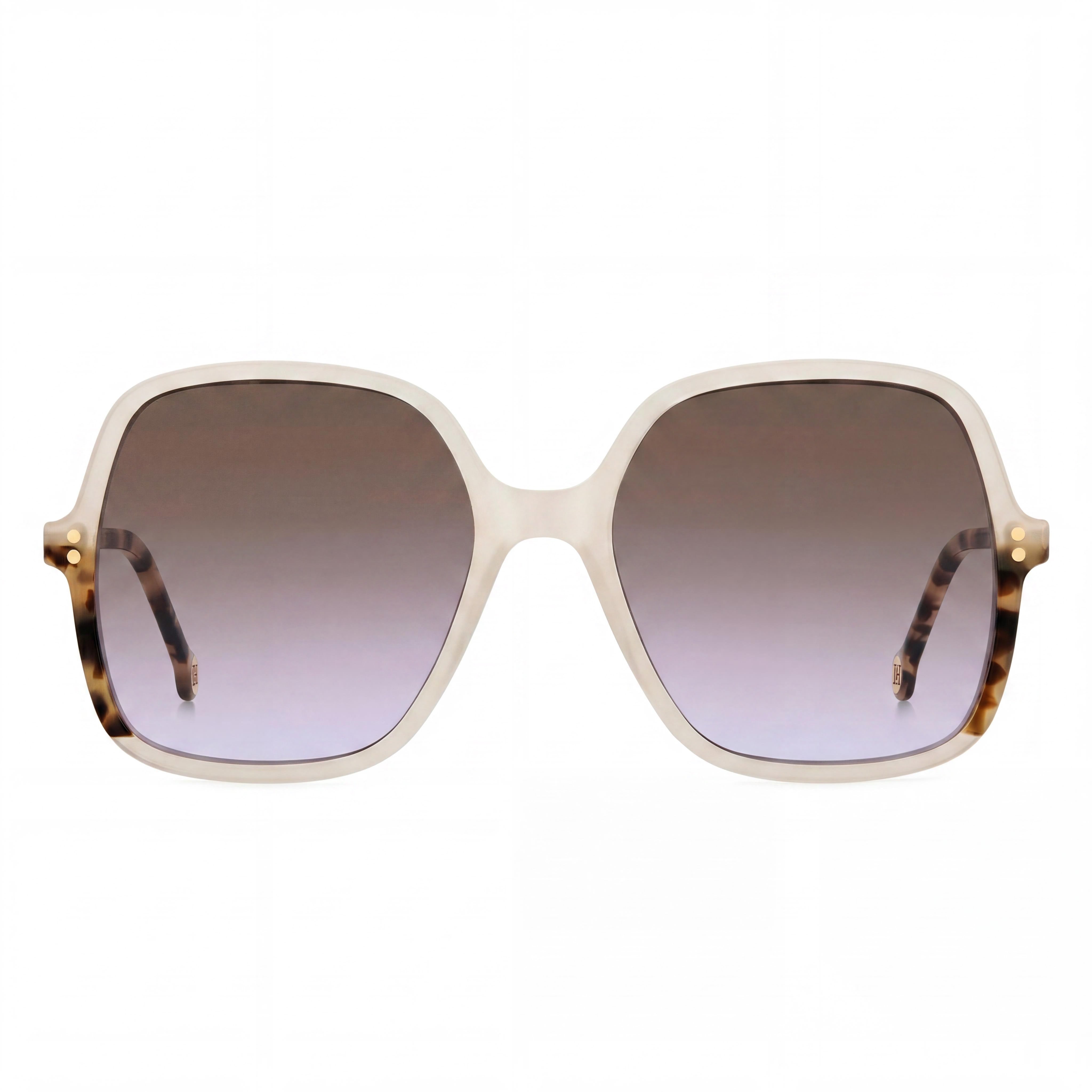Gafas de sol modernas para mujer Carolina Herrera, montura de acetato marfil, lentes no polarizadas de doble tono marrón violeta con protección UV, 56 mm, Photo 2