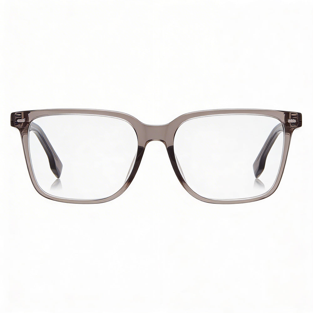 Gafas BOSS para hombre, montura de acetato transparente marrón, lentes de policarbonato marrón, 55 mm