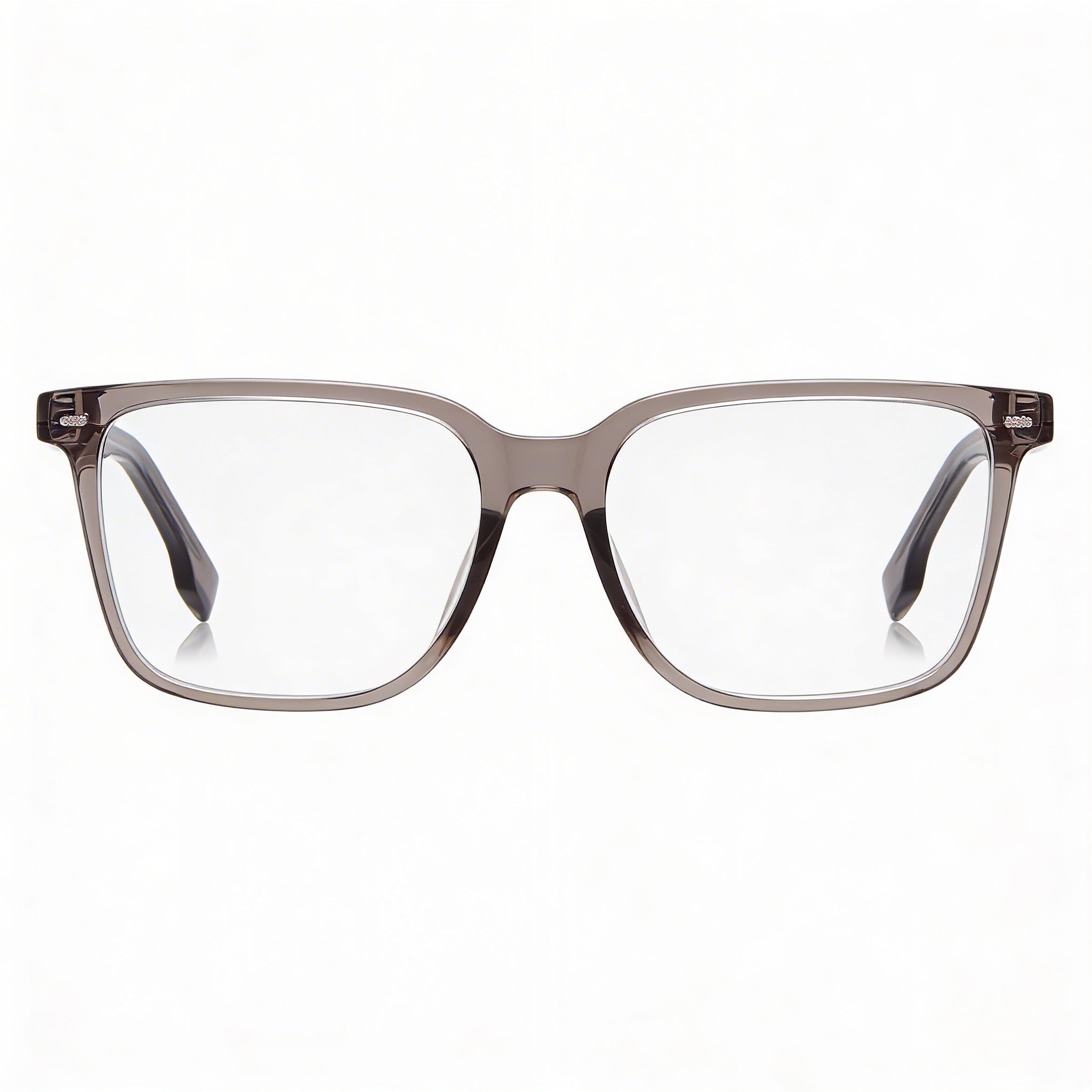 BOSS Modern Men's Transparent Brown Acetate Frame, Brown Polycarbonate Lens Eyeglasses 55mm, Photo 2