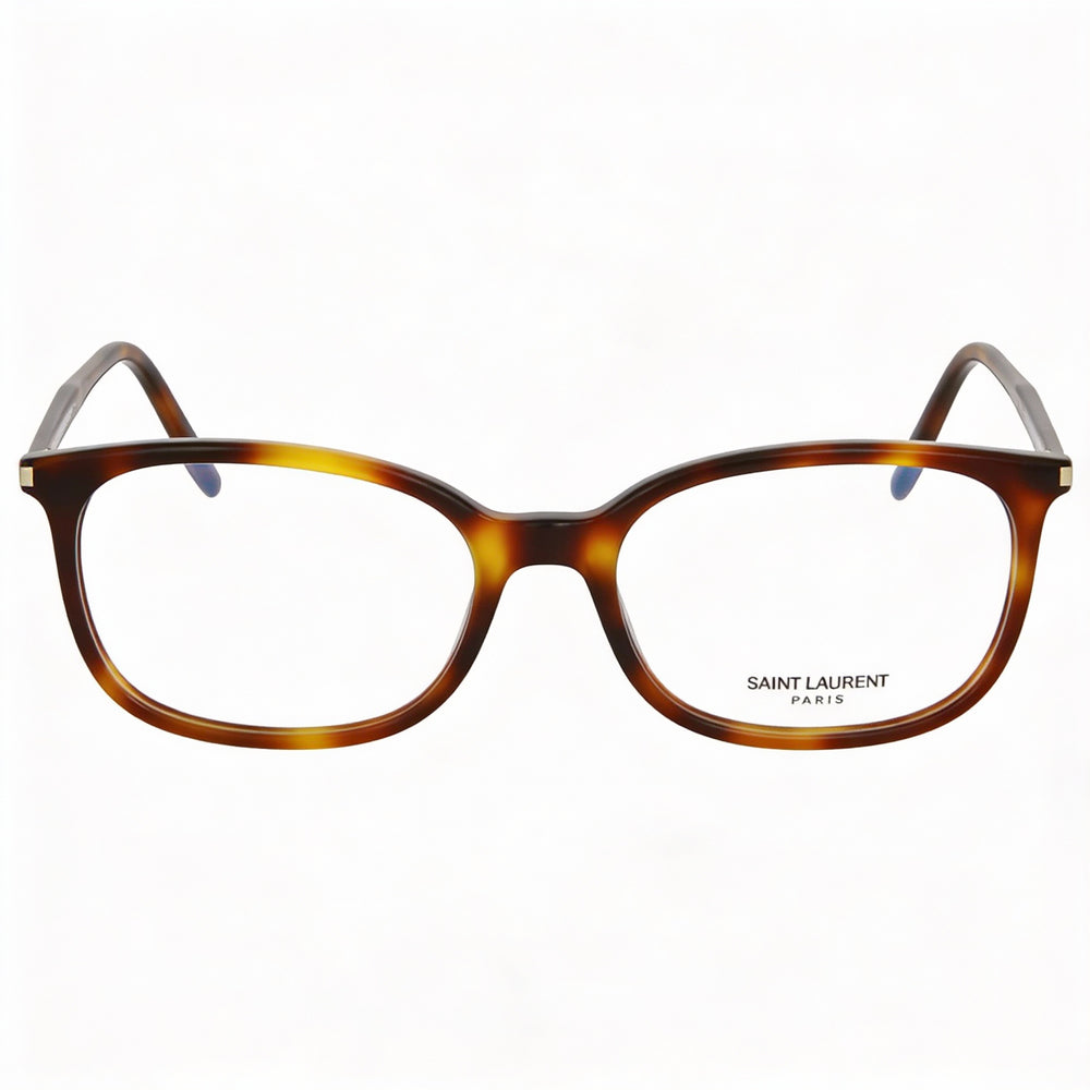 Monturas ópticas de acetato Yves Saint Laurent para mujer, cuadradas o rectangulares, color Havana, transparente, 53 mm
