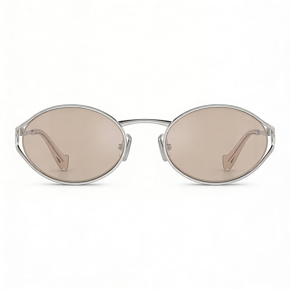Miu Miu Modern Women's Oval Multicolour Metal Frame Sunglasses with Pale Gold Polycarbonate Lenses