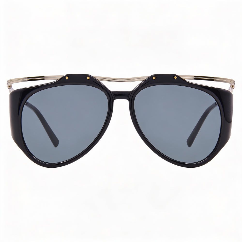 Gafas de sol Yves Saint Laurent Classic para mujer, montura de plástico y metal dorado, lentes negras, no polarizadas, 55 mm