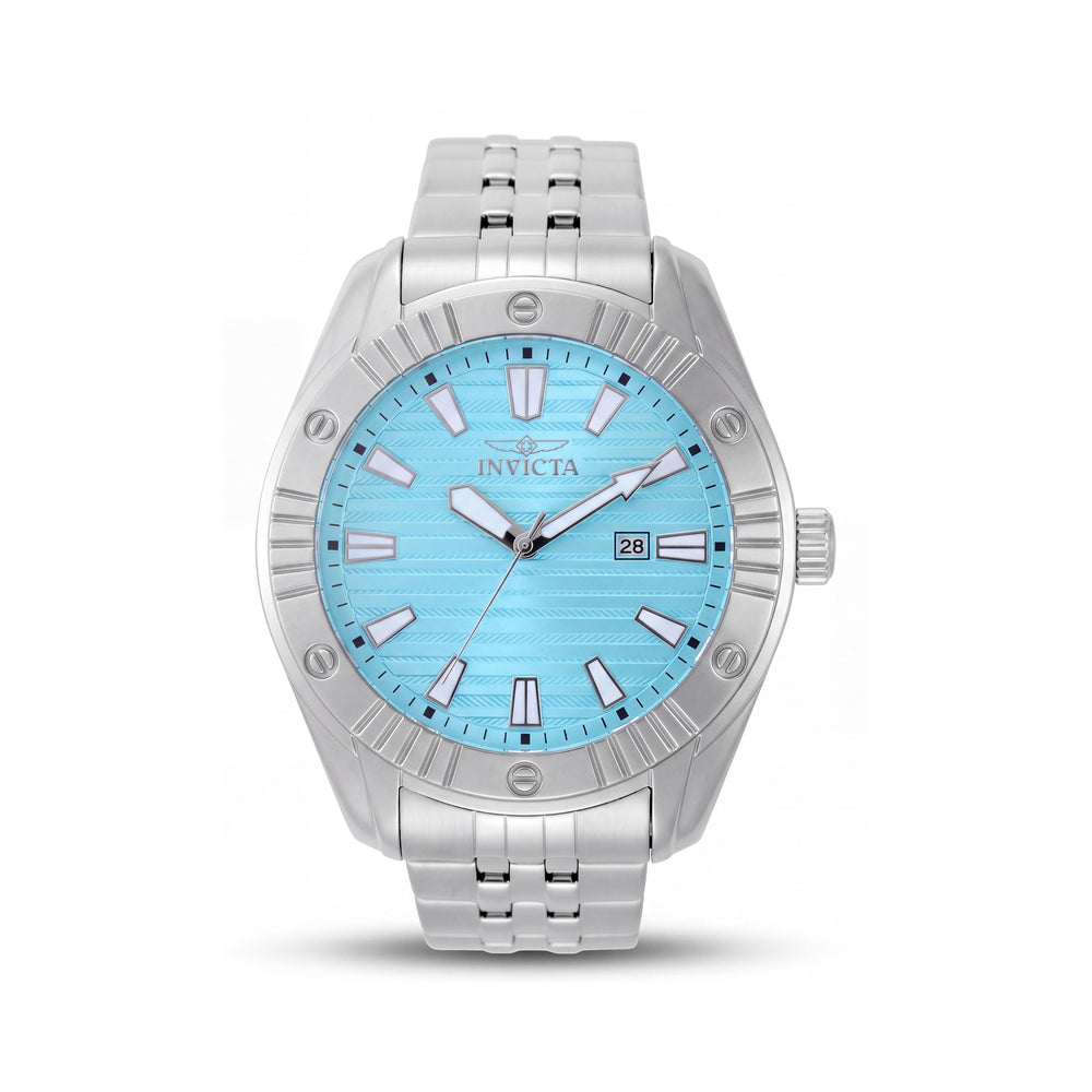 Reloj de cuarzo Invicta Angel 50386 para mujer con caja de acero inoxidable plateada de 47 mm y esfera azul