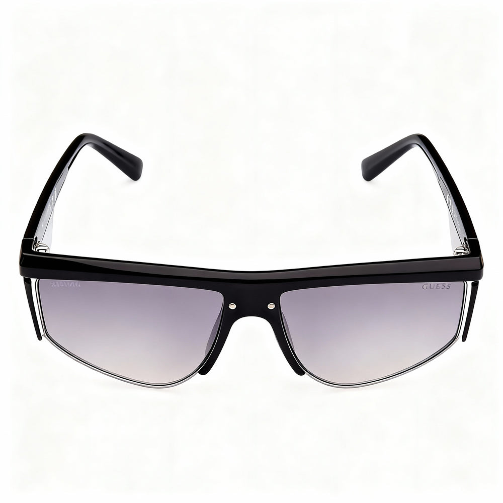 Guess Gafas Modern Women's Acetate Rectangular UV Protection Sunglasses, Black Frame with Gradient Grey Lenses, 62-16-135