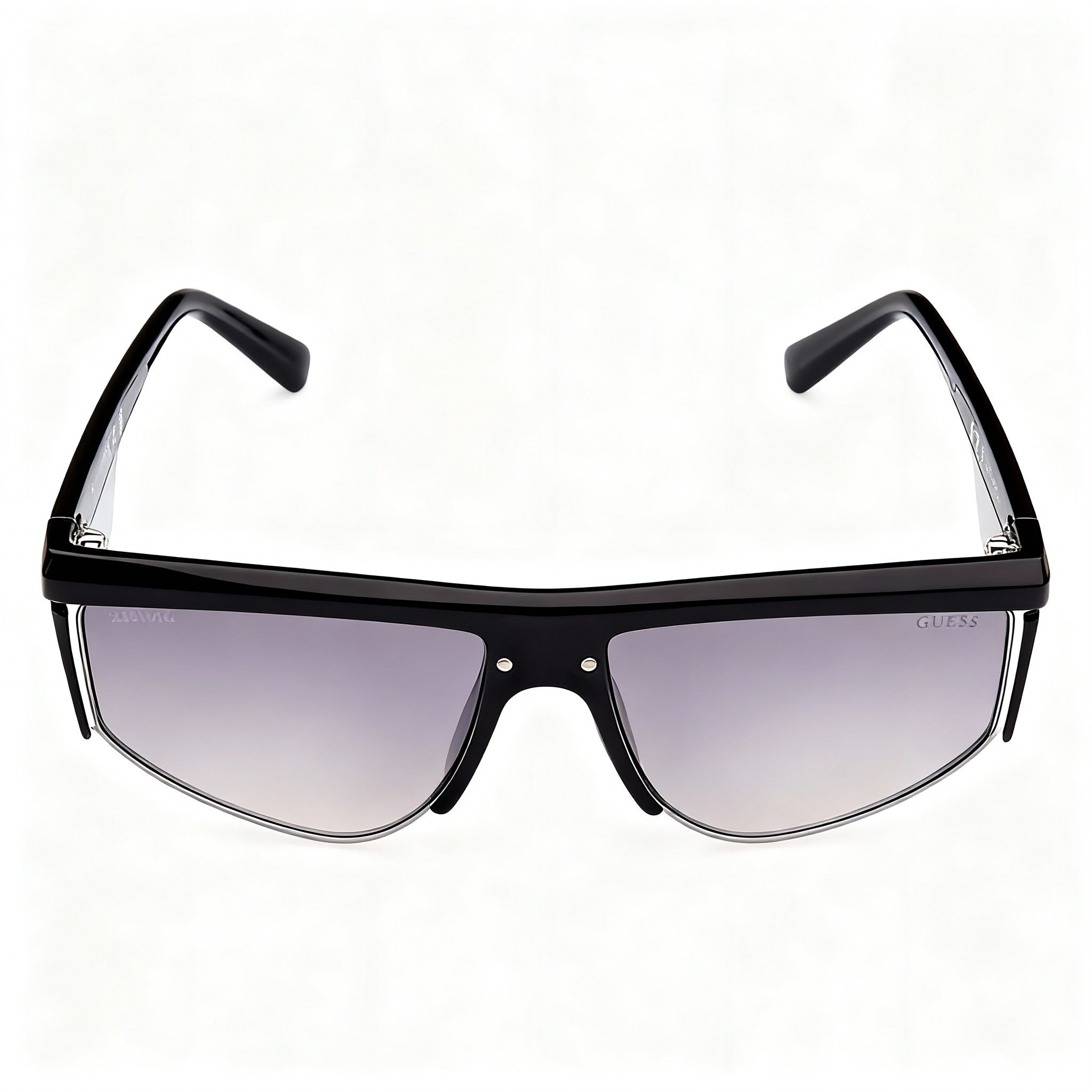 Guess Gafas Modern Women's Acetate Rectangular UV Protection Sunglasses, Black Frame with Gradient Grey Lenses, 62-16-135