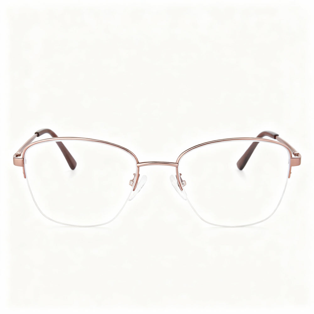 Adensco Men's Rectangular Optical Eyeglasses with Burgundy Metal and Plastic Frame Construction