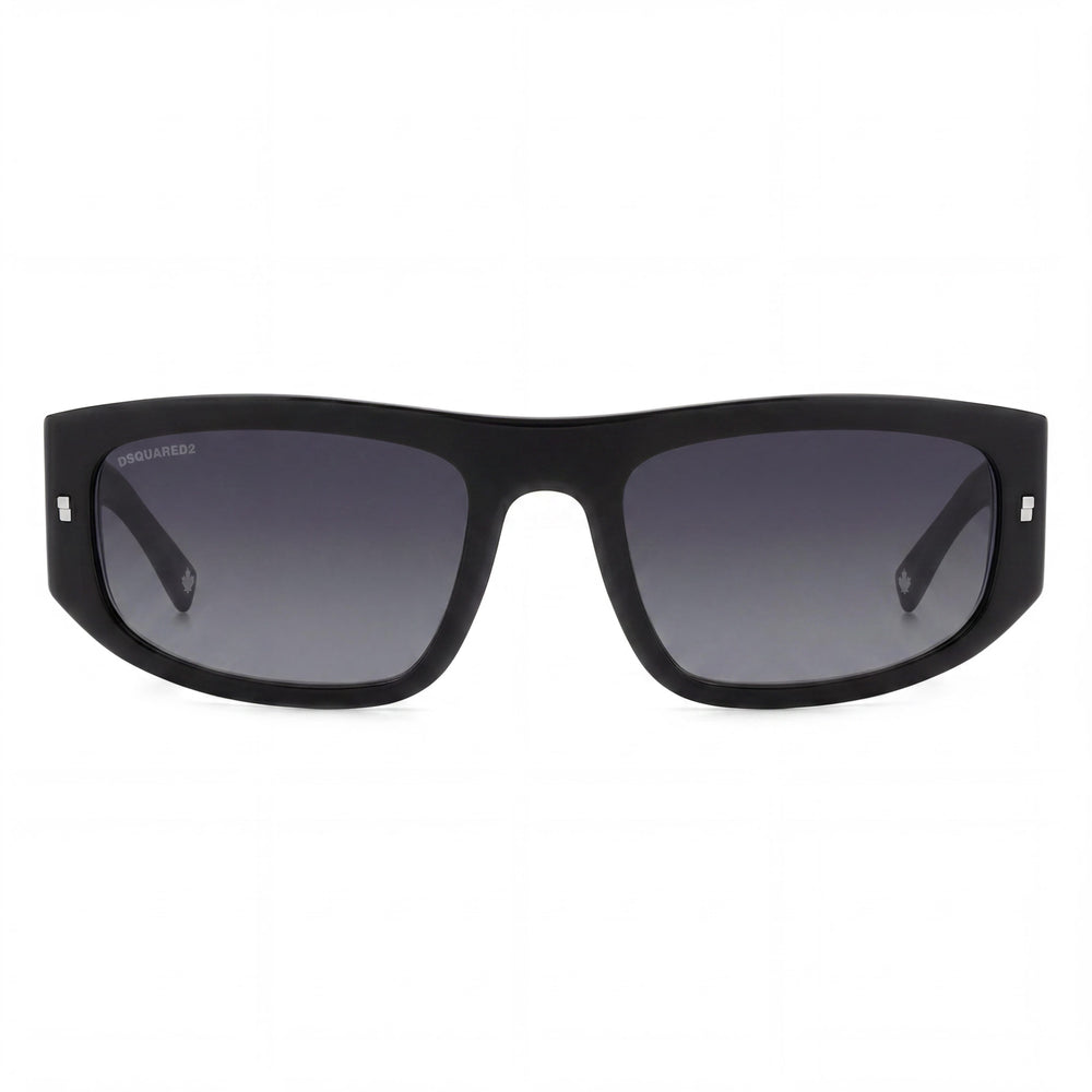 Gafas de sol DSQUARED2 casuales para hombre, montura de acetato negro con lentes de policarbonato sombreadas gris oscuro, 57 mm de ancho de lente