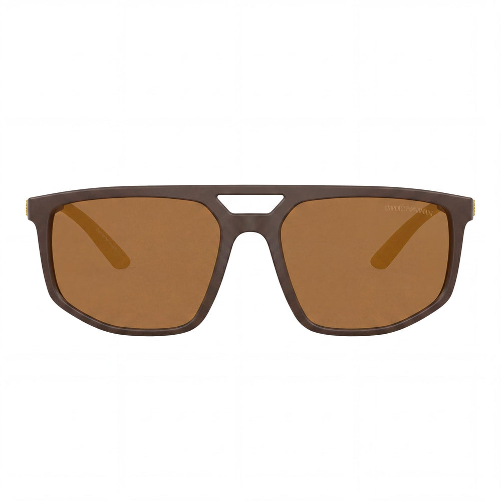 Emporio Armani Women's Ea4248u Universal Fit Plastic Sunglasses, Matte Brown, Brown Mirrored Gold Lenses, 100% UV Protection, 58mm