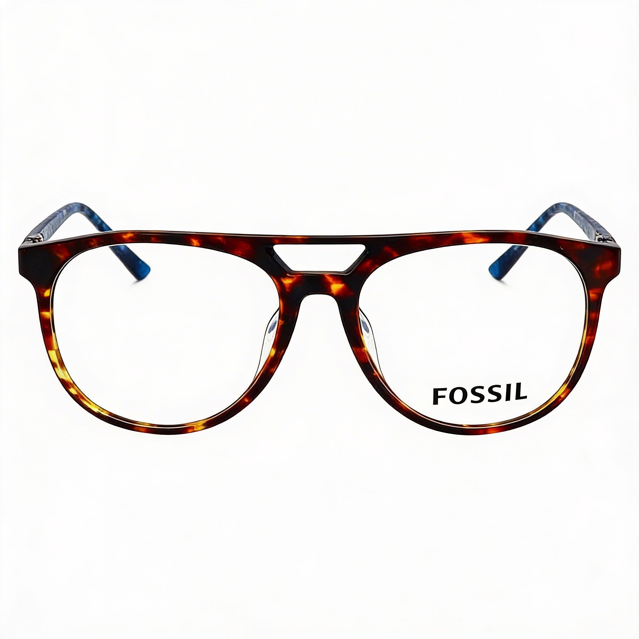 Gafas de acetato unisex Fossil 7054, color Habana oscuro, con lentes transparentes de demostración, 53-16-145 mm, Photo 2
