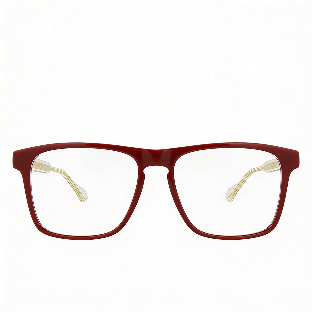 Gucci GG0561O Square/Rectangle Unisex Eyeglasses, Burgundy Crystal Transparent Plastic Full Rim Frame, 54mm