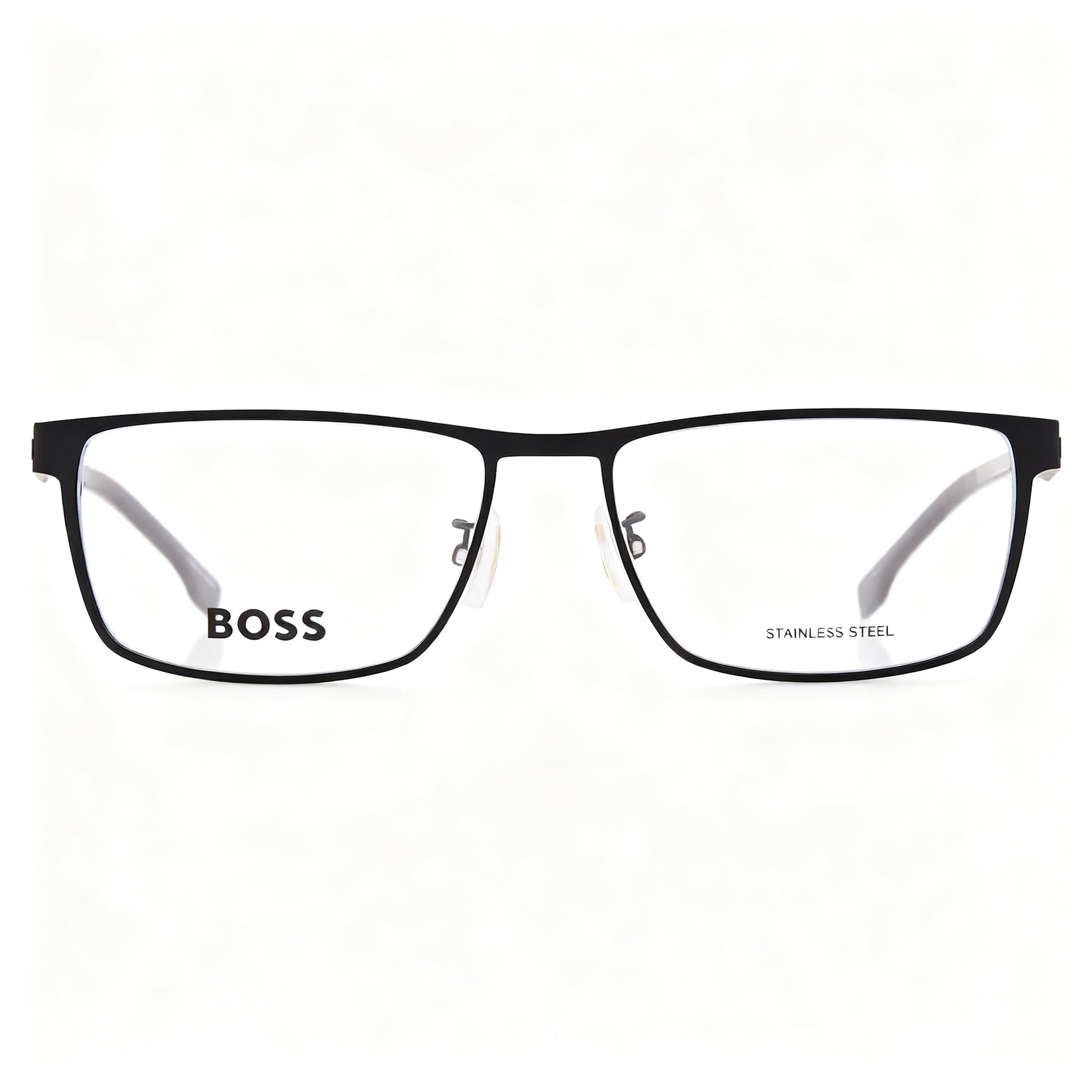 Monturas ópticas rectangulares HUGO BOSS, unisex, montura de metal negro dorado mate, ancho de lente de 57 mm, Photo 2