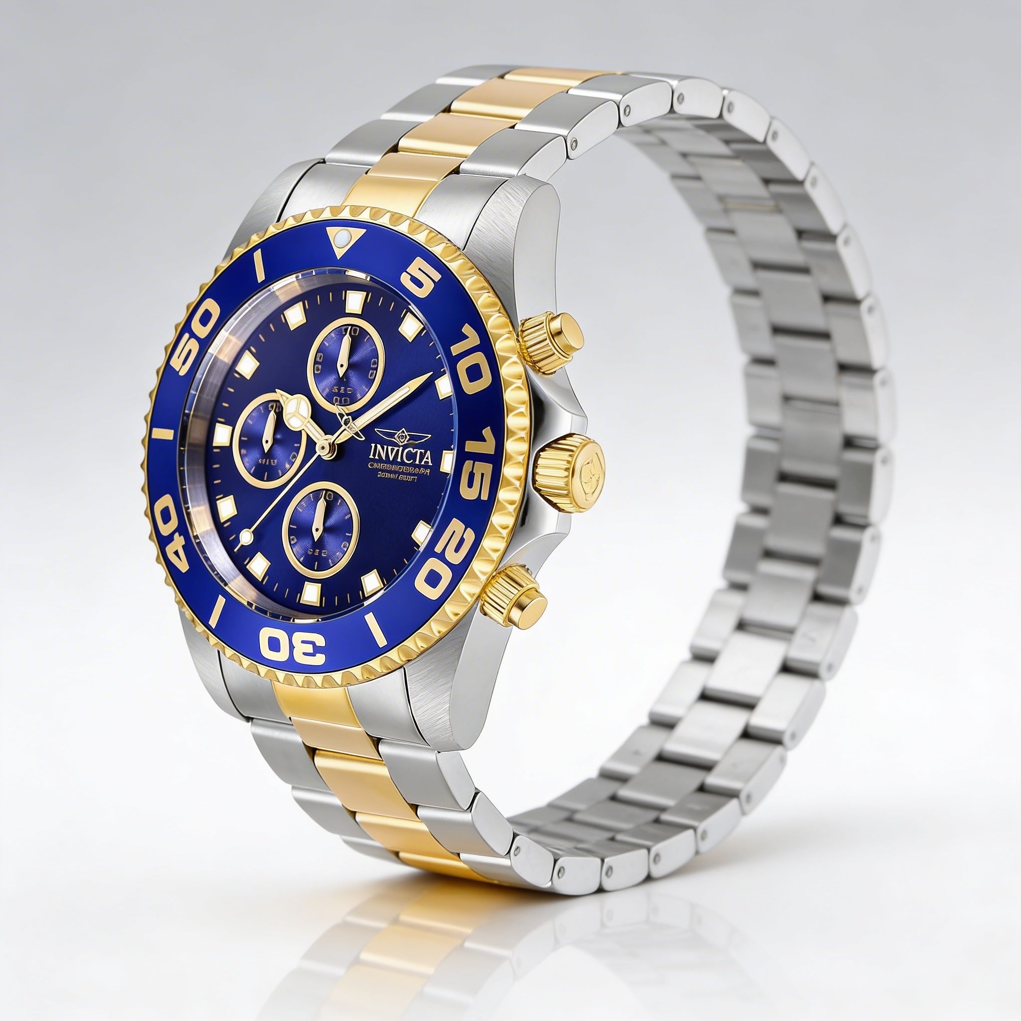 Reloj Invicta Diver Chronograph de cuarzo para hombre, de 43 mm, bicolor azul, resistente al agua hasta 200 m, con cristal Flame Fusion y bisel unidireccional., Photo 2