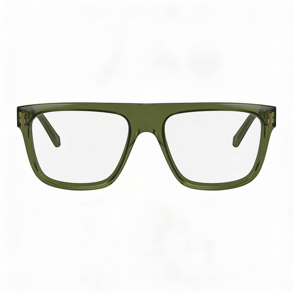 Gafas de sol Salvatore Ferragamo SF2997 para hombre con montura de metal y lentes en color caqui transparente, 55 mm