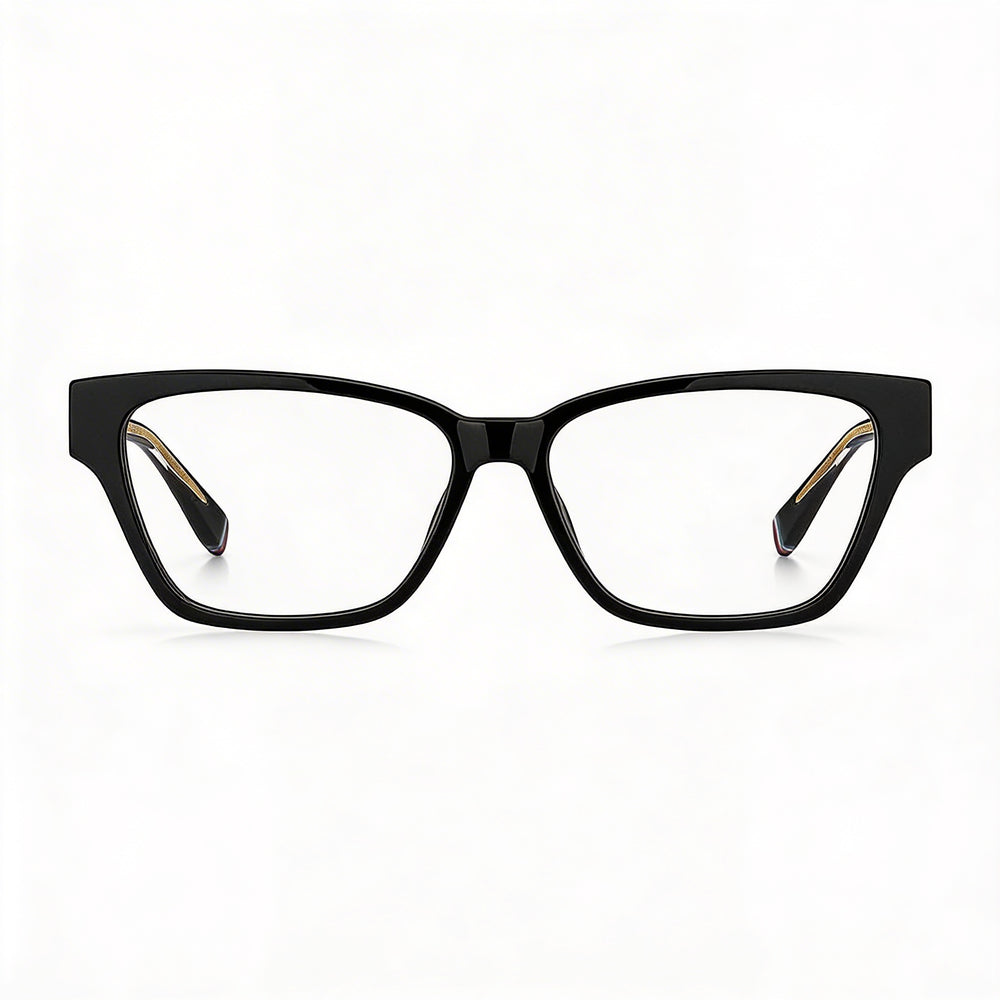 Montura para gafas Tommy Hilfiger clásica para mujer de acetato negro, lente de 53 mm, puente de 15 mm, patilla de 140 mm