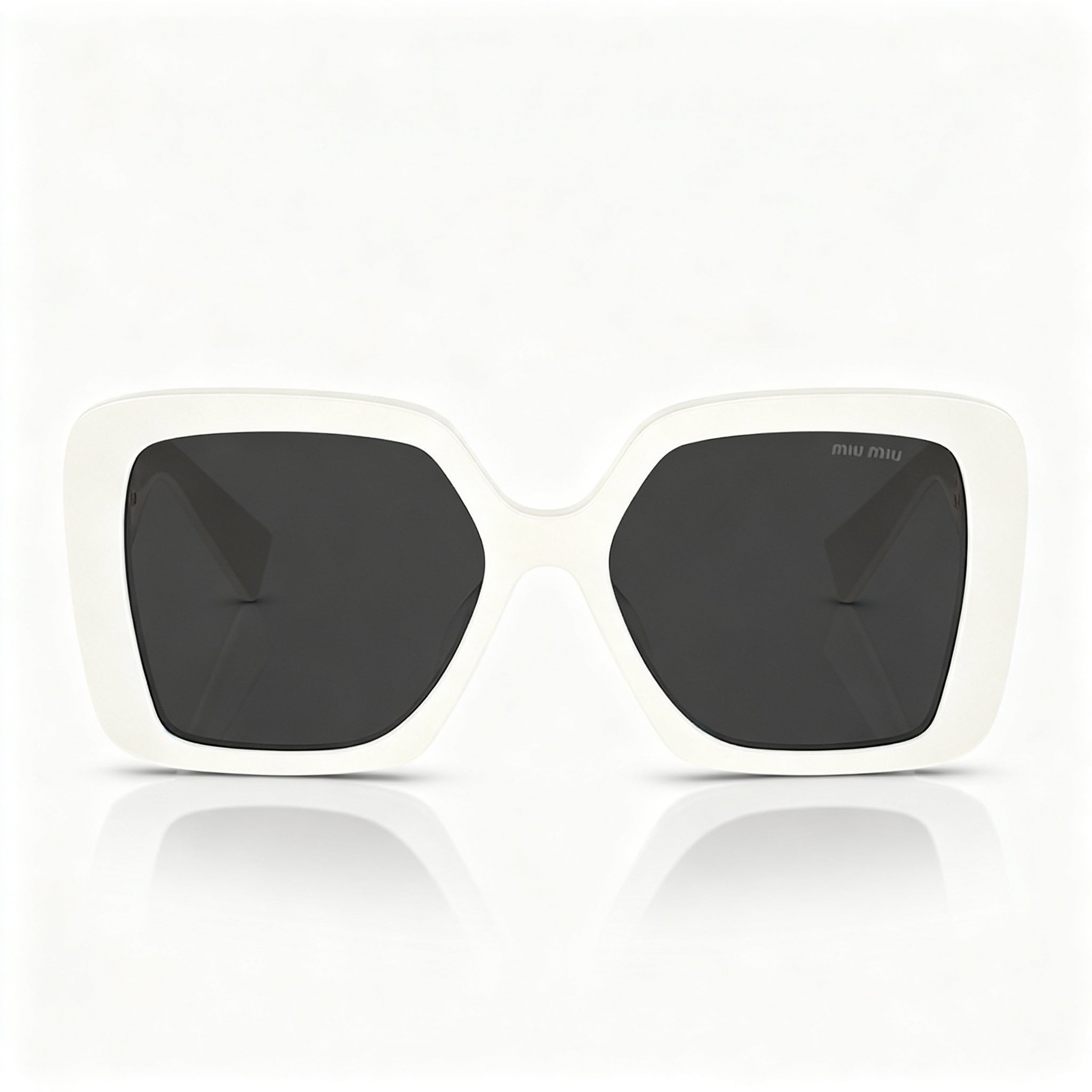 Miu Miu Modern Unisex Square Acetate Sunglasses White with Grey Non-Polarized Lenses 56-17-135, Photo 2