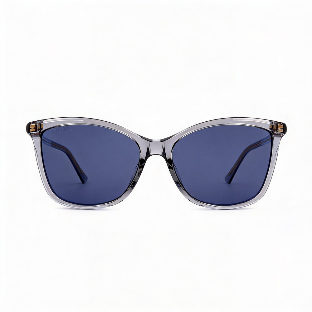 Jimmy Choo Classic Women's Grey Acetate Rectangular Glittery UV Protection Sunglasses 56mm