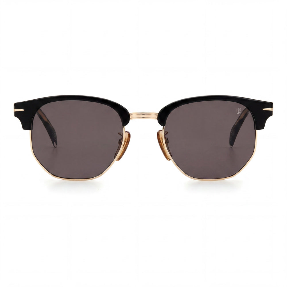 Gafas de sol Beckham Db 1002/S cuadradas para hombre con montura de poliamida negra y dorada y lentes de policarbonato - Ancho de lente de 51 mm