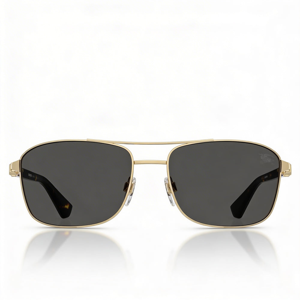 BURBERRY Classic Unisex Metal Gold Dark Grey Non- Polycarbonate Light Gold Lens 60mm