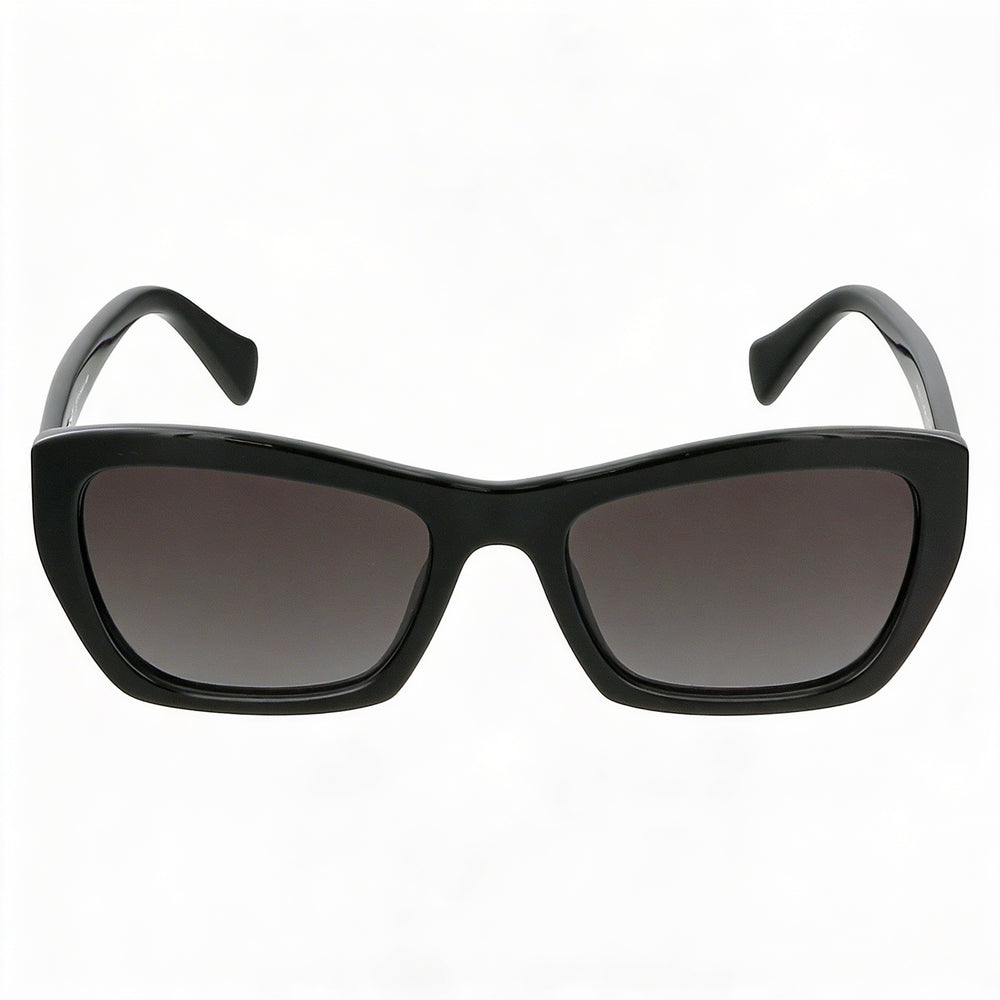 Gafas de sol rectangulares Ferragamo SF958S unisex con montura de plástico negro, lentes grises y 100 % protección UV de 55 mm