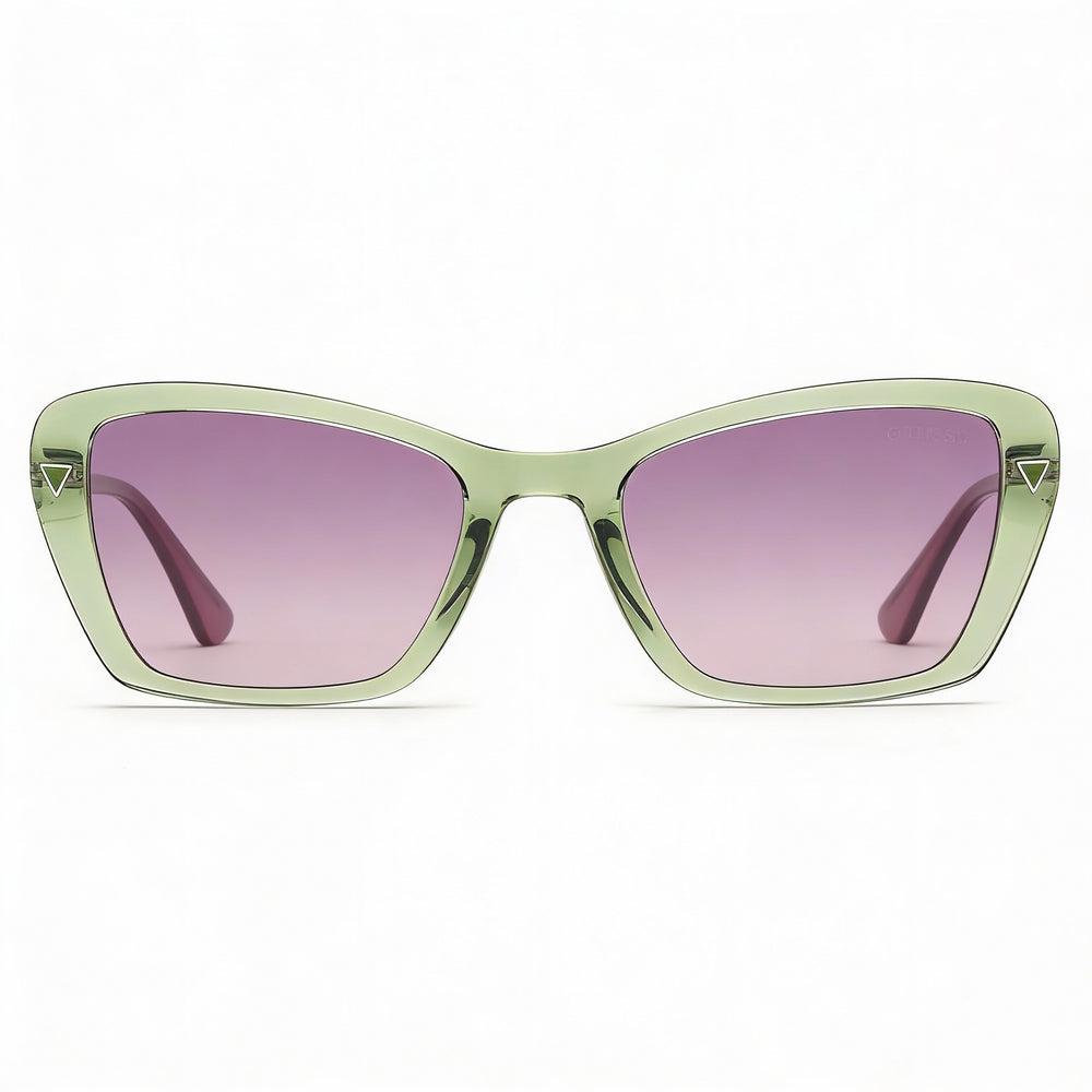 GUESS Women's Shiny Light Green Violet Full Rim Plastic Frame Purple Lens UV Protection Sunglasses 135mm